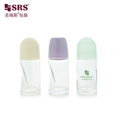 ซื้อ BLPG-B-50ml Empty round Clear glass personal care roll bottle vial container with pP massage ball การผลิตออนไลน์
