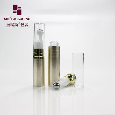 ซื้อ กระป๋องคอมเมติกพลาสติกเปล่า สีทอง 5ml 10ml 12ml 15ml กระป๋องม้วนครีมตาขนาดเล็ก การผลิตออนไลน์