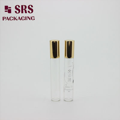 SRS หนังกล่องน้ําหอมแก้วใส 8 มิลลิลิตรว่างบนขวดพร้อมปลายอลูมิเนียมทอง