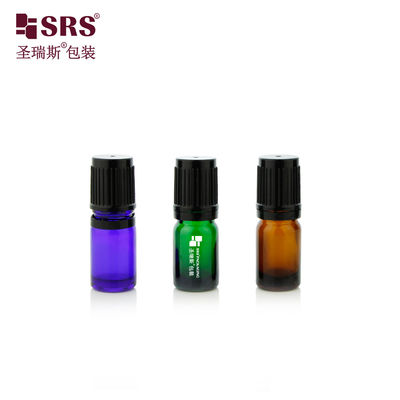 BLPF-5ml กระป๋องขวดสีเขียวแบบสั่งซื้อ พร้อม TE Cap Ribbed Black Plastic Cap Glass Roller Ball สําหรับกลิ่นหอม