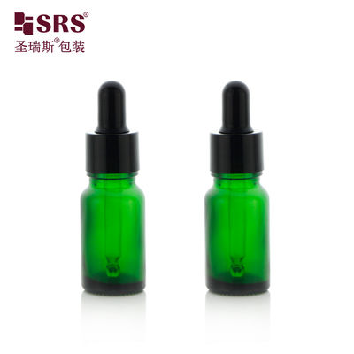 D001-20ml กระป๋องแก้วสีเขียวเปล่า พร้อมปลายพลาสติกดํา กระป๋องหยด กระป๋องแก้วสําหรับน้ํามันทรงผม