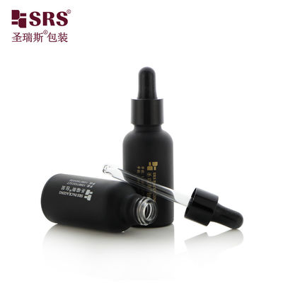 D001-50ml ตราที่สามารถปรับแต่งได้ กระป๋องหยดเปล่า ดิซਾਈਨเคลือบสีดําสีแมท สําหรับการดูแลส่วนตัว สินค้าดูแลผิวหนังพร้อมบริการโลโก้สแตมป์ฟอยล์ร้อนทองคํา