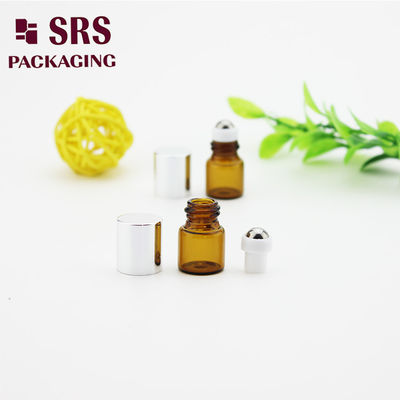 SRS ขนาดว่าง 1 ml มินิกล๊าสล็อปสีแอมเบอร์บนขวดที่มีฝาปิดอลูมิเนียมเงิน