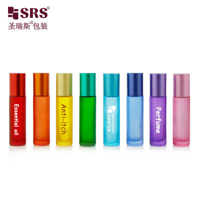 BLPM-10ml ผลิตภัณฑ์ สีสายรุ้ง ตัวเลือกการปรับแต่ง ด้านผิว ฝนฝน การจัดการ กระปุกแก้วว่าง กระปุกแก้ว 10ml กับลูกยอดสําหรับน้ํามันน้ําหอมต้านการขี้ข่วน