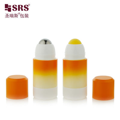 RPPE ((P) -50ML ช่องว่าง สีส้ม สีขาว ออกแบบตามสั่ง รอลล์บนขวด ผลิตด้วยโลโก้ พิมพ์ลูกกลองขาวขอบสําหรับการใช้เจล soothin