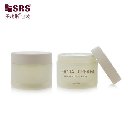 SRSJK-250g Eco Friendly Frosted Clear Plastic Cream Jar ห้องปฏิบัติการ กระป๋องกําแพงคู่ที่มีรูปทรงกลมกระป๋องบรรจุสําหรับเครื่องสําอาง