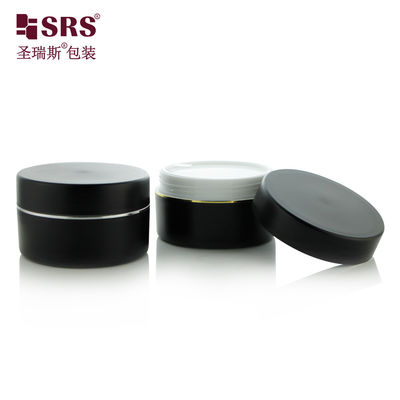 SRSJK-100g Eco Friendly Cosmetic Packaging Solutions Men Cosmetic Black 100g ครีมกระปุกในพลาสติก สําหรับสกรบร่างกาย