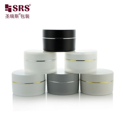 SRSJK-100g การใช้เครื่องสําอาง 100g PP PCR การรีไซเคิล ชายสีเทาดํา การบรรจุรักษาผิวหน้า กระปุกพลาสติกพร้อมฝาครีมโกน