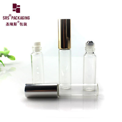 กล่องเครื่องสําอางเปล่ากลม กลมน้ําหอมสีใสบนขวด 5 ml