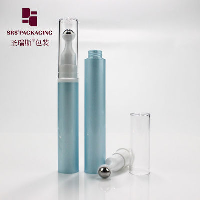 5ml 10ml 12ml 15ml เครื่องสําอางล้างพิมพ์ไม่มีลม พลาสติกครีมสีฟ้าม้วนบนขวด