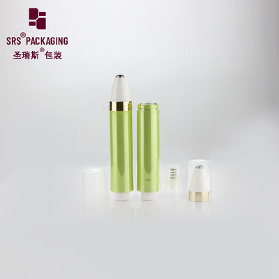 เครื่องสําอางเปล่า 10 ml สีเขียว พิมพ์ปั๊มไม่มีอากาศ พลาสติกม้วนบนขวด