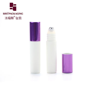 RPA-5ML White Roll On with Gold Top Cap PP PCR Roller Bottle Cap อัลลูมิเนียมสีเงิน มีกล่องเหล็กกล่องว่าง