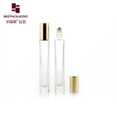 GB1 กระป๋องม้วนกระจกน้ํามันสําคัญทรงกระบอกเปล่า 10ML พร้อมปลายโลหะทองเงิน