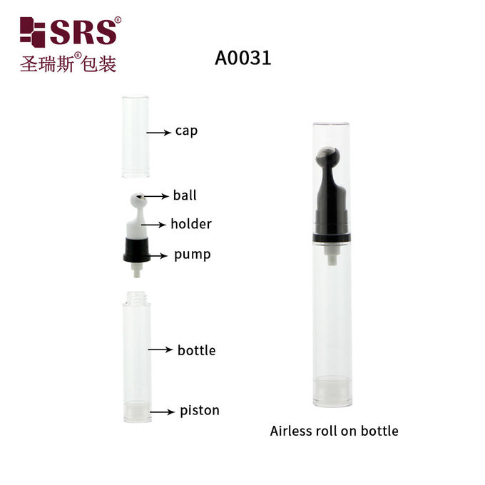 A0031-10ML โรลพลาสติกว่างบนขวด ปูนไร้อากาศ ผิวสีน้ําตาลเคลือบด้วยปลายใส 1